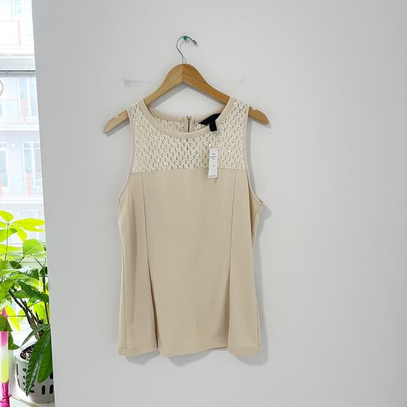 NEW Banana Republic Sequin Trim Ivory White Tank Size 12 - Picture 1 of 4